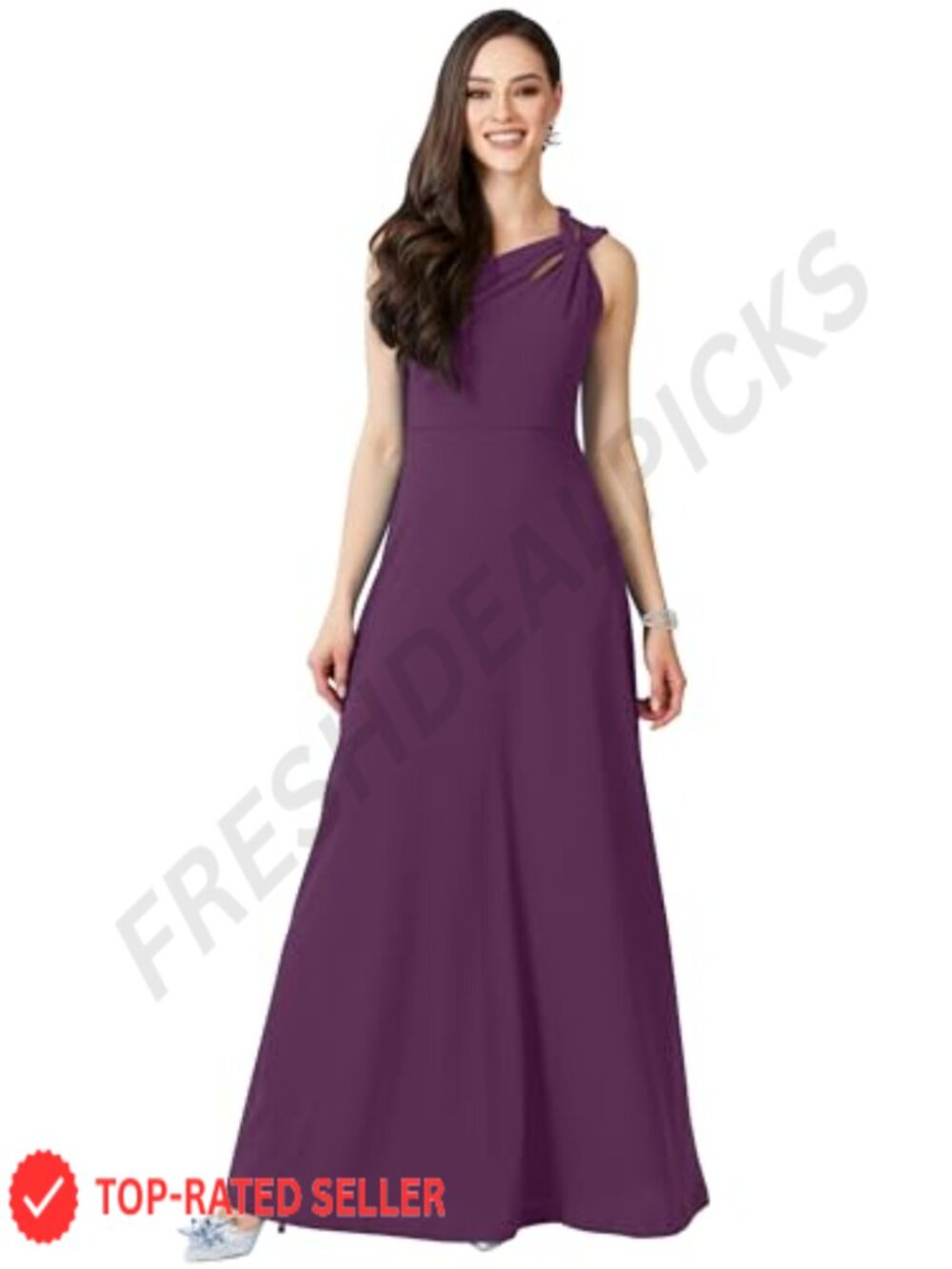 Sleeveless Maxi Dress One Shoulder Formal A-Line Floor Length Plus Size with